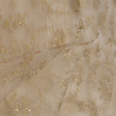 Organza with golden work fabric Banarasi Work