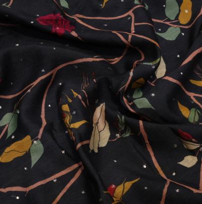 Printed Munga silk fabric