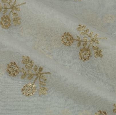 Pure Chanderi with Golden Embroidery & Gotapatti Butta work fabric