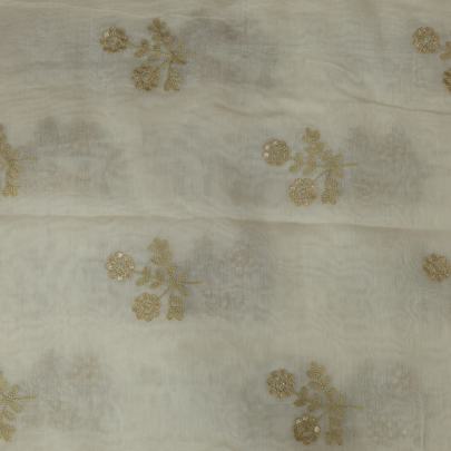 Pure Chanderi with Golden Embroidery & Gotapatti Butta work fabric Pure Banarasi fabrics