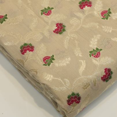 Pure Munga silk meenakari work fabric