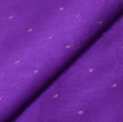 Resham Crepe With Golden Dots Motif & Golden Banarasi Border Purple/