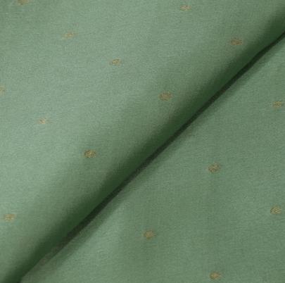 Resham Crepe With Golden Dots Motif & Golden Banarasi Border Pista Green/