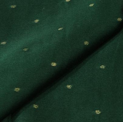 Resham Crepe With Golden Dots Motif & Golden Banarasi Border Green/