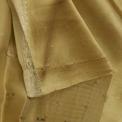 Resham Crepe With Golden Dots Motif & Golden Banarasi Border Golden/ Pure Banarasi fabrics