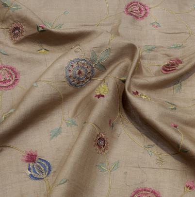 Tassar silk embroidery work fabric