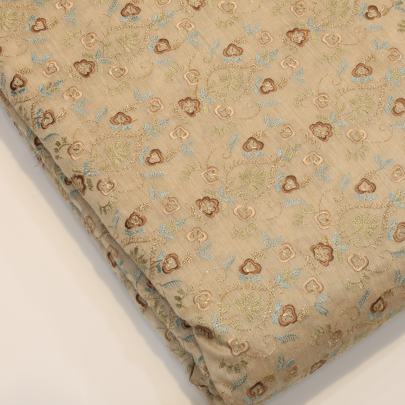 Tassar silk embroidery work fabric