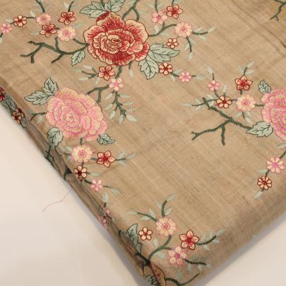 Tassar silk embroidery work fabric
