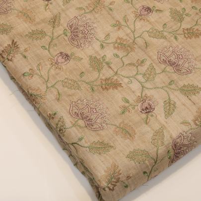 Tassar silk embroidery work fabric