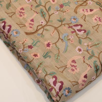 Tassar silk embroidery work fabric