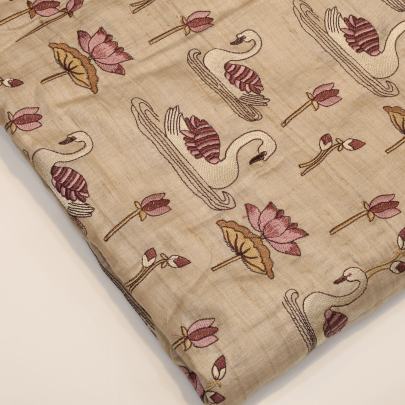 Tassar silk embroidery work fabric