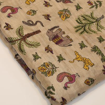 Tassar silk embroidery work fabric