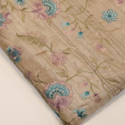 Tassar silk embroidery work fabric