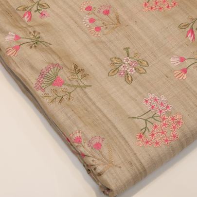 Tassar silk embroidery work fabric