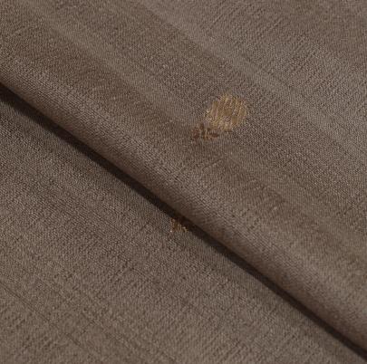 Tassar silk golden zari butti fabric - Light Brown/