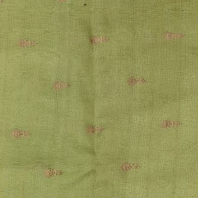 Tassar silk golden zari butti fabric - Light Parrot Green/ Pure Banarasi fabrics