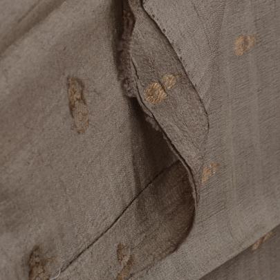 Tassar silk golden zari butti fabric - Light Brown/ Pure Banarasi fabrics