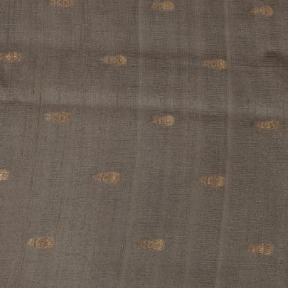 Tassar silk golden zari butti fabric - Light Brown/ Pure Banarasi fabrics